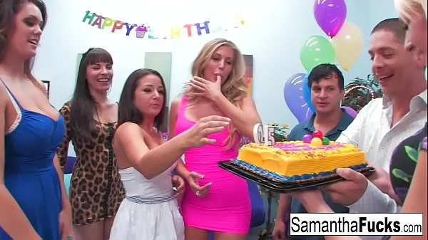 Vis Samantha celebrates her birthday with a wild crazy orgy drevvideoer
