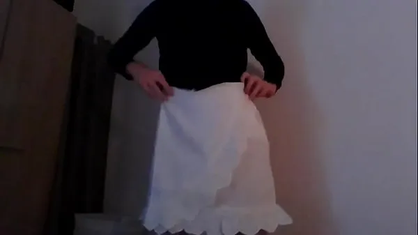 Tunjukkan Secretary crossdresser in satin shirt Video drive