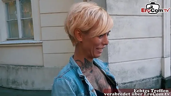 Show German blonde skinny tattoo Milf at EroCom Date Blinddate public pick up and POV fuck drive Videos