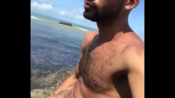 Show Gifted young man jerking off on the beach drive Videos